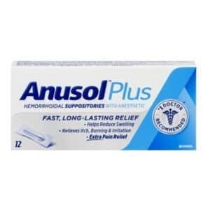 Buy Anusol Plus Suppositories for Hemorrhoid Relief, 12s