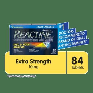 Try Reactine Extra Strength, 84 ct